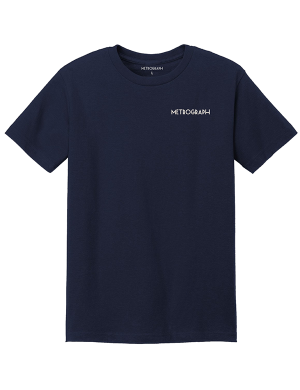 Metrograph Logo Shirt / Navy with Cream